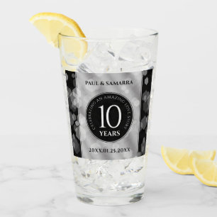 Elegant 10th Tin Wedding Anniversary Celebration Glass