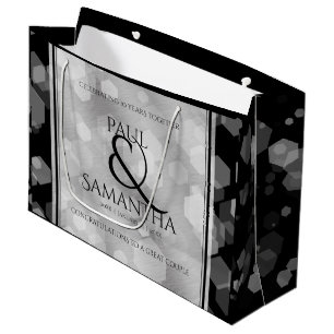 Elegant 10th Tin Wedding Anniversary Celebration Large Gift Bag