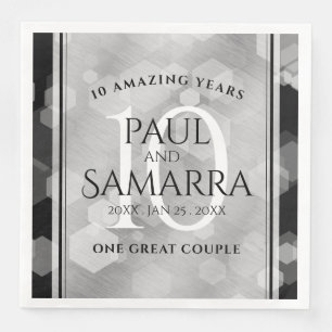 Elegant 10th Tin Wedding Anniversary Celebration Napkin