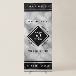 Elegant 10th Tin Wedding Anniversary Celebration Retractable Banner
