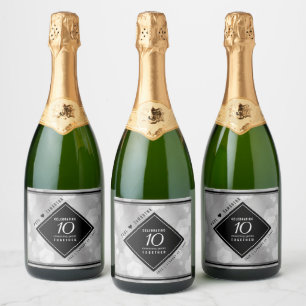 Elegant 10th Tin Wedding Anniversary Celebration Sparkling Wine Label