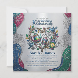 Elegant 10th Tin Wedding Anniversary Party Photo Invitation