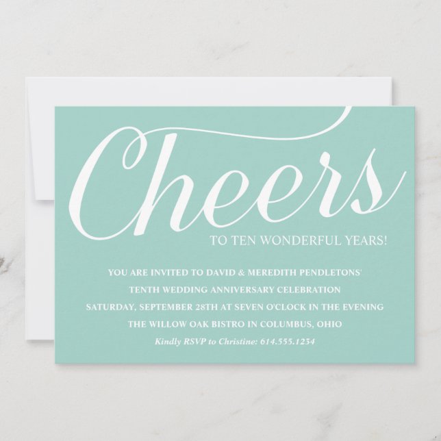 Elegant 10th Wedding Anniversary Party Invitation (Front)