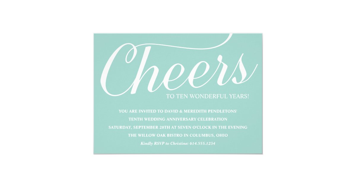 Elegant 10th  Wedding  Anniversary  Party Invitation  Zazzle 