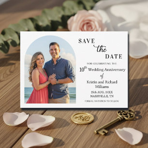 Elegant 10th Wedding Anniversary Photo Save The Date