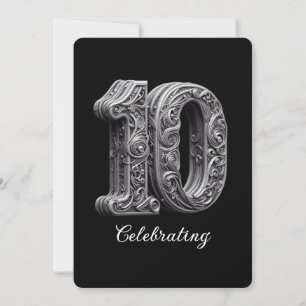 ELEGANT 10th YEAR WEDDING ANNIVERSARY Invitation