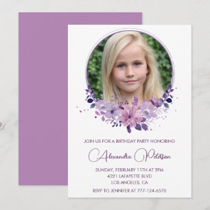Elegant 11th birthday invitation Photo Floral Boho