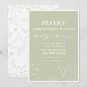 Elegant 11th birthday invitations Modern Floral 