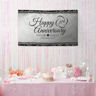 Elegant 11th Steel Wedding Anniversary Banner