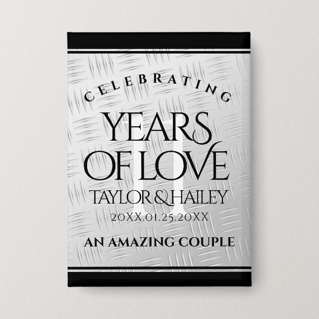 Elegant 11th Steel Wedding Anniversary Celebration (Front)