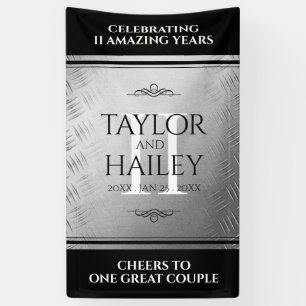 Elegant 11th Steel Wedding Anniversary Celebration Banner