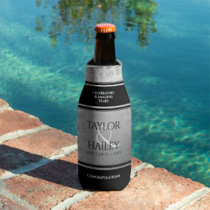 Elegant 11th Steel Wedding Anniversary Celebration Bottle Cooler