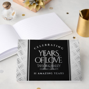 Elegant 11th Steel Wedding Anniversary Celebration Guest Book