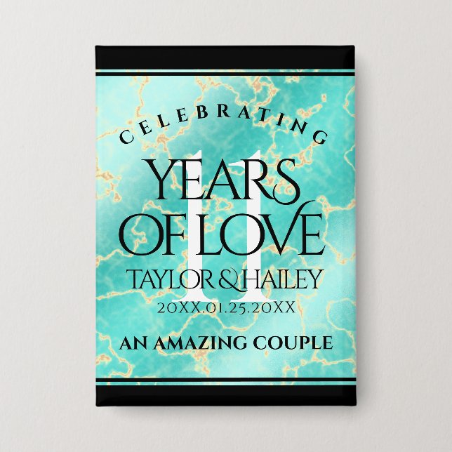 Elegant 11th Turquoise Wedding Anniversary (Front)