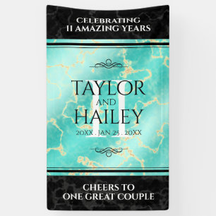 Elegant 11th Turquoise Wedding Anniversary Banner