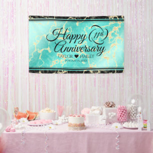 Elegant 11th Turquoise Wedding Anniversary Banner