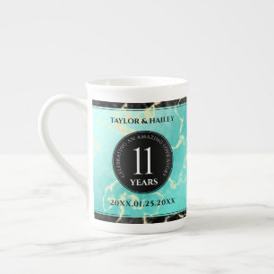Elegant 11th Turquoise Wedding Anniversary Bone China Mug