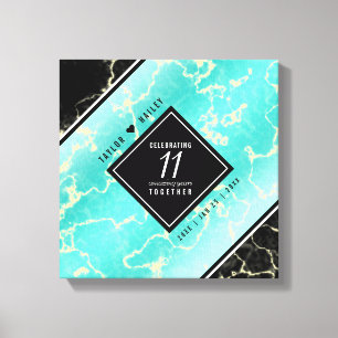 Elegant 11th Turquoise Wedding Anniversary Canvas Print