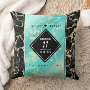 Elegant 11th Turquoise Wedding Anniversary Cushion