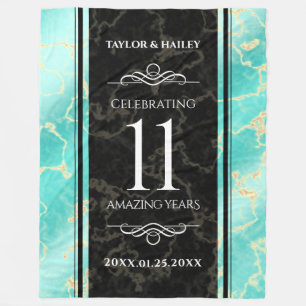 Elegant 11th Turquoise Wedding Anniversary Fleece Blanket