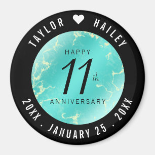 Elegant 11th Turquoise Wedding Anniversary Magnet