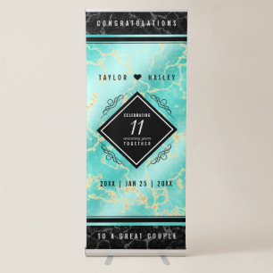 Elegant 11th Turquoise Wedding Anniversary Retractable Banner