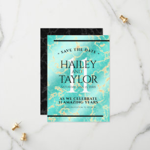 Elegant 11th Turquoise Wedding Anniversary Save The Date