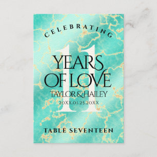 Elegant 11th Turquoise Wedding Anniversary Thank You Card