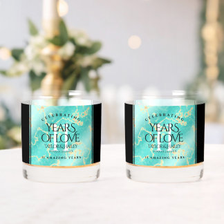 Elegant 11th Turquoise Wedding Anniversary Whiskey Glass