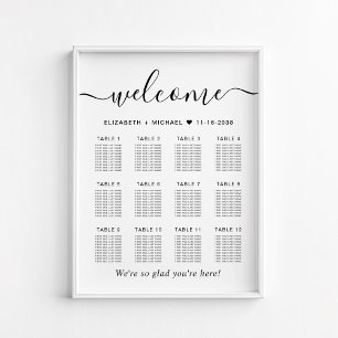 Elegant 12 Table Wedding Seating Chart