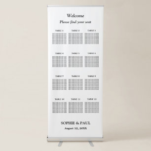 Elegant 12 Table Wedding Seating Chart Retractable Banner