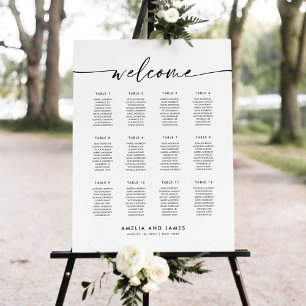 Elegant 12 Tables Welcome Seating Chart