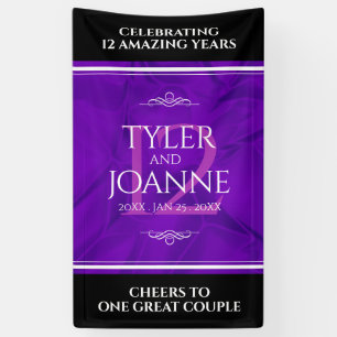 Elegant 12th Silk Wedding Anniversary Celebration Banner