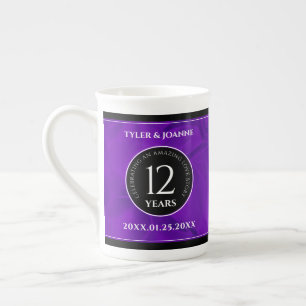 Elegant 12th Silk Wedding Anniversary Celebration Bone China Mug