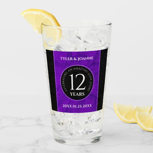 Elegant 12th Silk Wedding Anniversary Celebration  Glass (Front Ice)