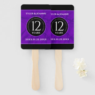 Elegant 12th Silk Wedding Anniversary Celebration Hand Fan