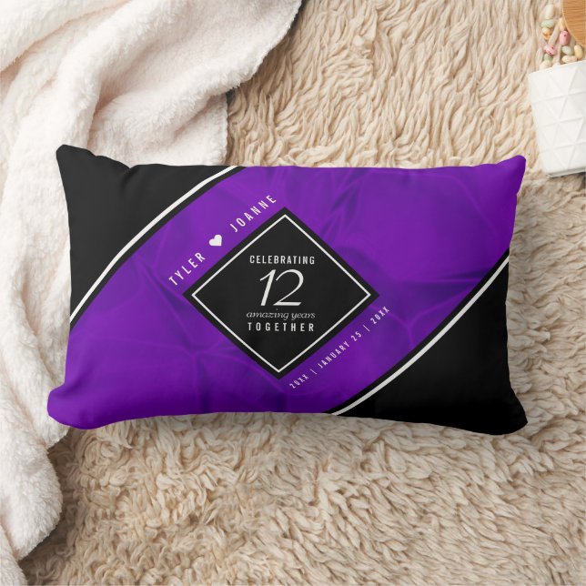 Elegant 12th Silk Wedding Anniversary Celebration Lumbar Cushion (Blanket)