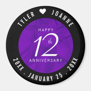 Elegant 12th Silk Wedding Anniversary Celebration Magnet