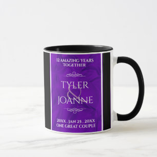 Elegant 12th Silk Wedding Anniversary Celebration Mug