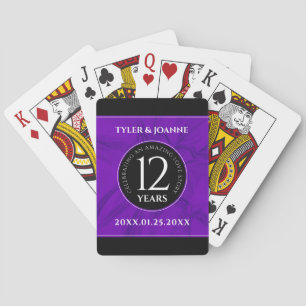 Elegant 12th Silk Wedding Anniversary Celebration Playing Cards