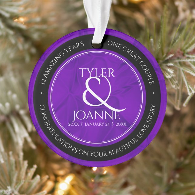 Elegant 12th Silk Wedding Anniversary Ornament (Tree)