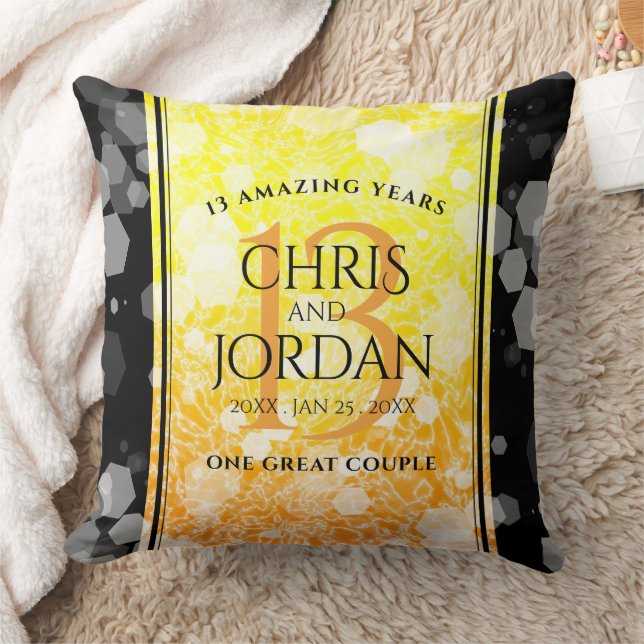 Elegant 13th Citrine Wedding Anniversary Cushion (Blanket)