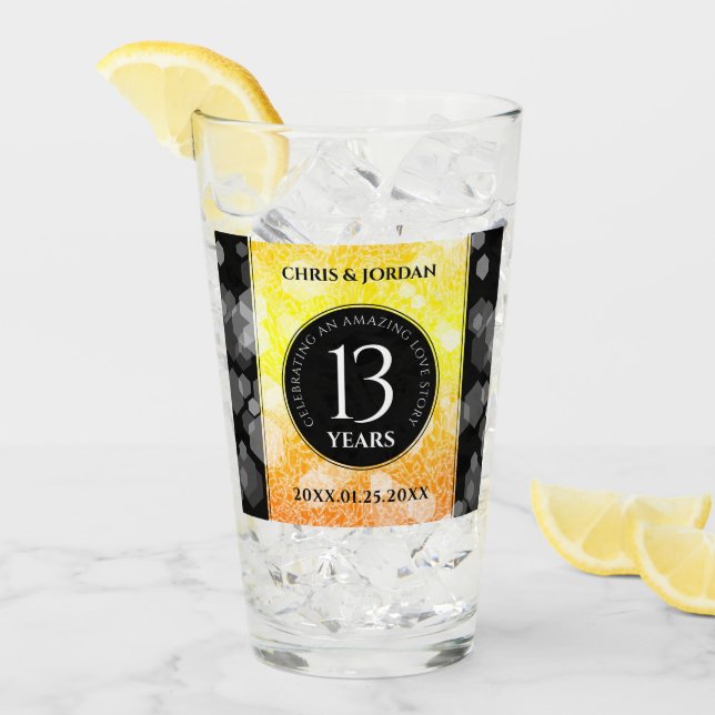 Elegant 13th Citrine Wedding Anniversary Glass (Front Ice)