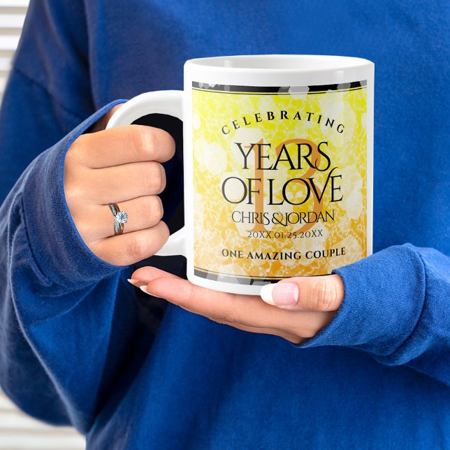 Elegant 13th Citrine Wedding Anniversary Large Coffee Mug (13th Wedding Anniversary Jumbo Coffee Mug Cover Photo.)