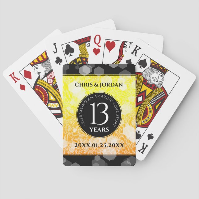 Elegant 13th Citrine Wedding Anniversary Playing Cards (Back)