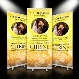 Elegant 13th Citrine Wedding Anniversary Retractable Banner