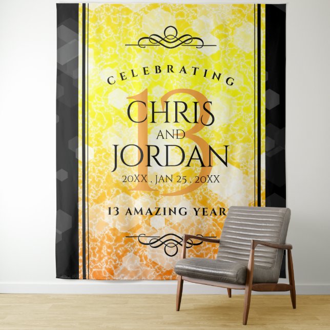 Elegant 13th Citrine Wedding Anniversary Tapestry (In Situ)