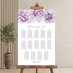 Elegant 14 Table Pink Floral Wedding Seating Chart