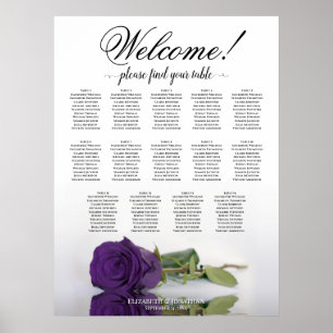 Elegant 14 Table Royal Purple Rose Seating Chart