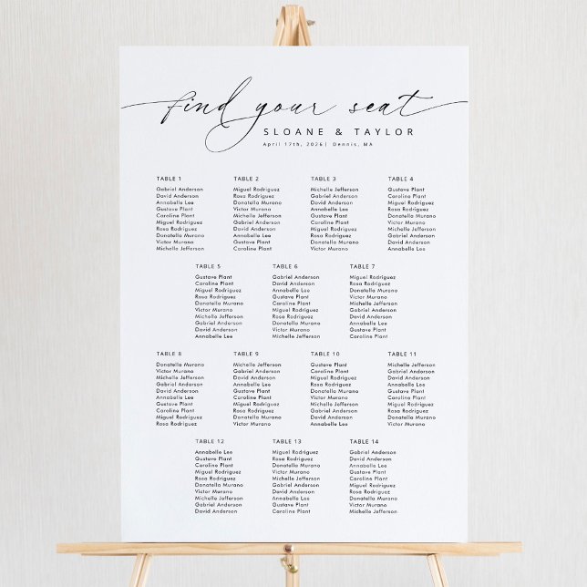 Elegant 14 Tables Find Your Seat Seating Chart (Creator Uploaded)